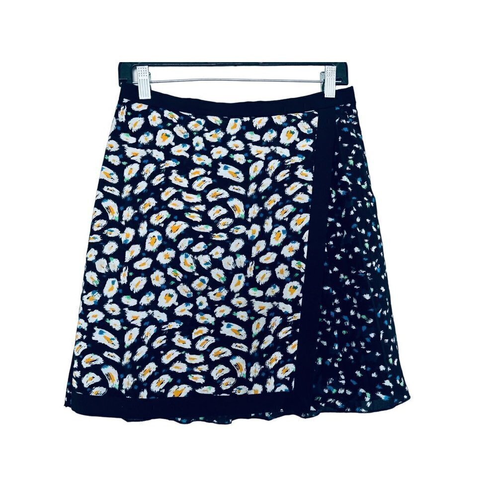 J.Crew Skirt Pleated A-Line Blue White Printed Design Size 4